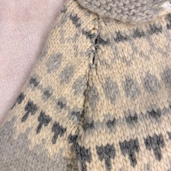 Vintage Genuine Cowichan Hand Knit Full Zip Fair Isle Wool Sweater M - Picture 8 of 16
